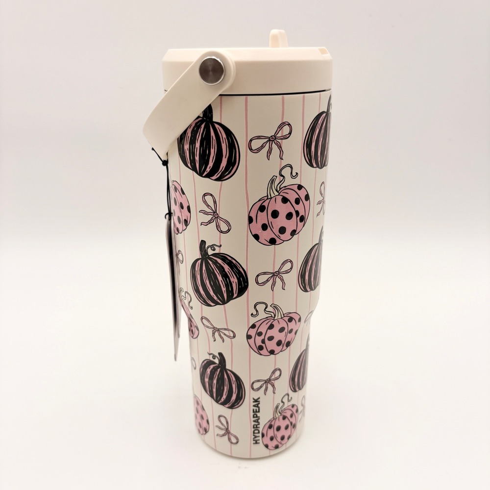 Hydrapeak Artisan Collection Pink Pumpkin Bow Insulated 40oz Halloween Tumbler